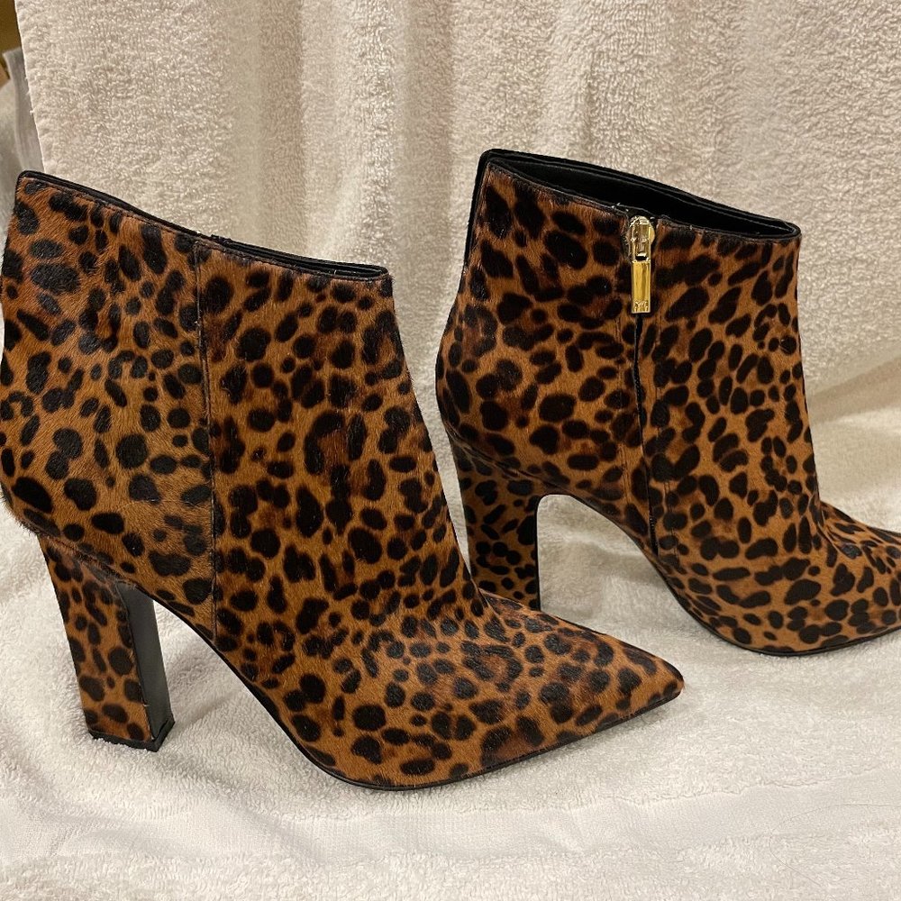 Marc Fisher Mellaly Genuine Calf Hair Leopard Print Boots - Size 10